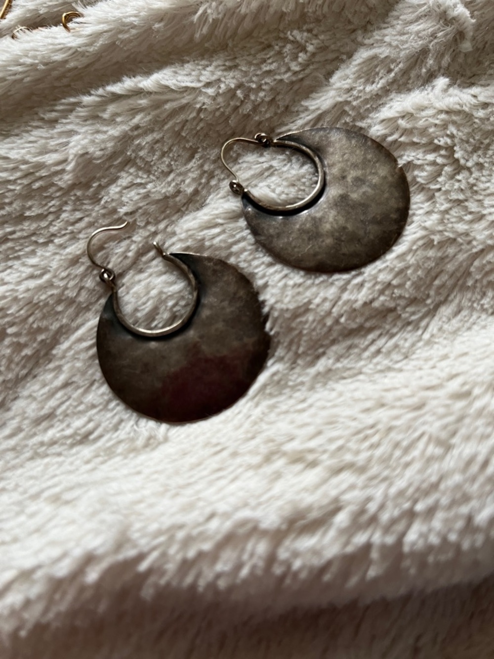 Silpada Hammered Crescent Drop Earrings in Aged Silver